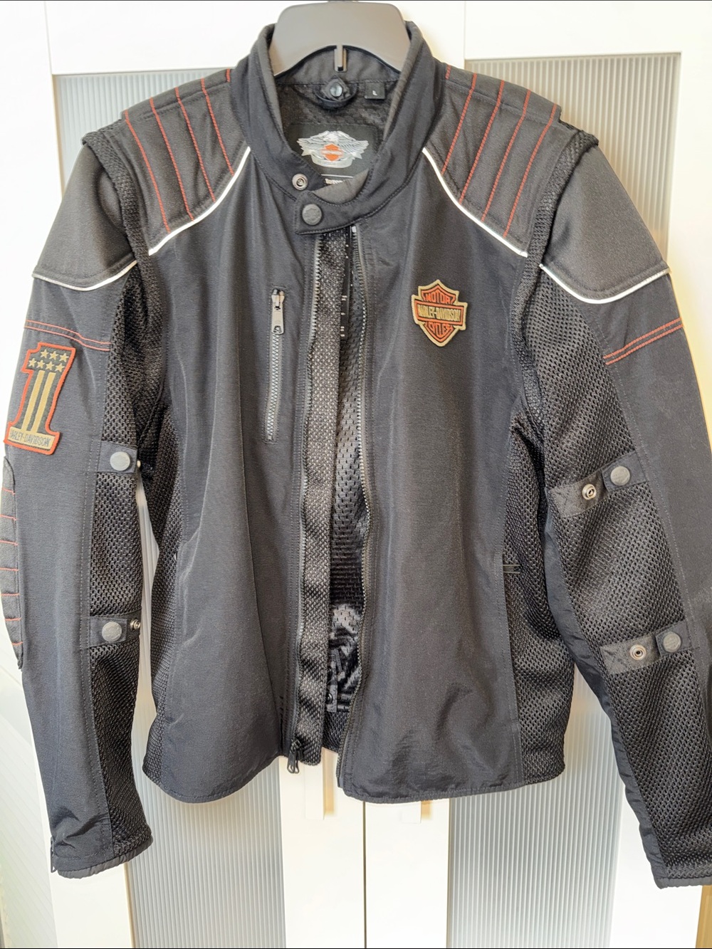 Harley-Davidson Black Mesh Motorcycle Jacket with Orange  Accents